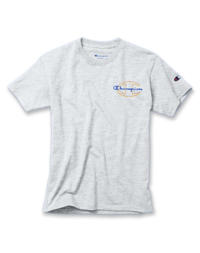 Champion Boys T-Shirt NZ - Cotton Double C Logo Grey ( 0149-KSALQ )